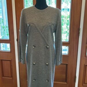Bill Blass Gray Long Sleeve Sheath Dress
